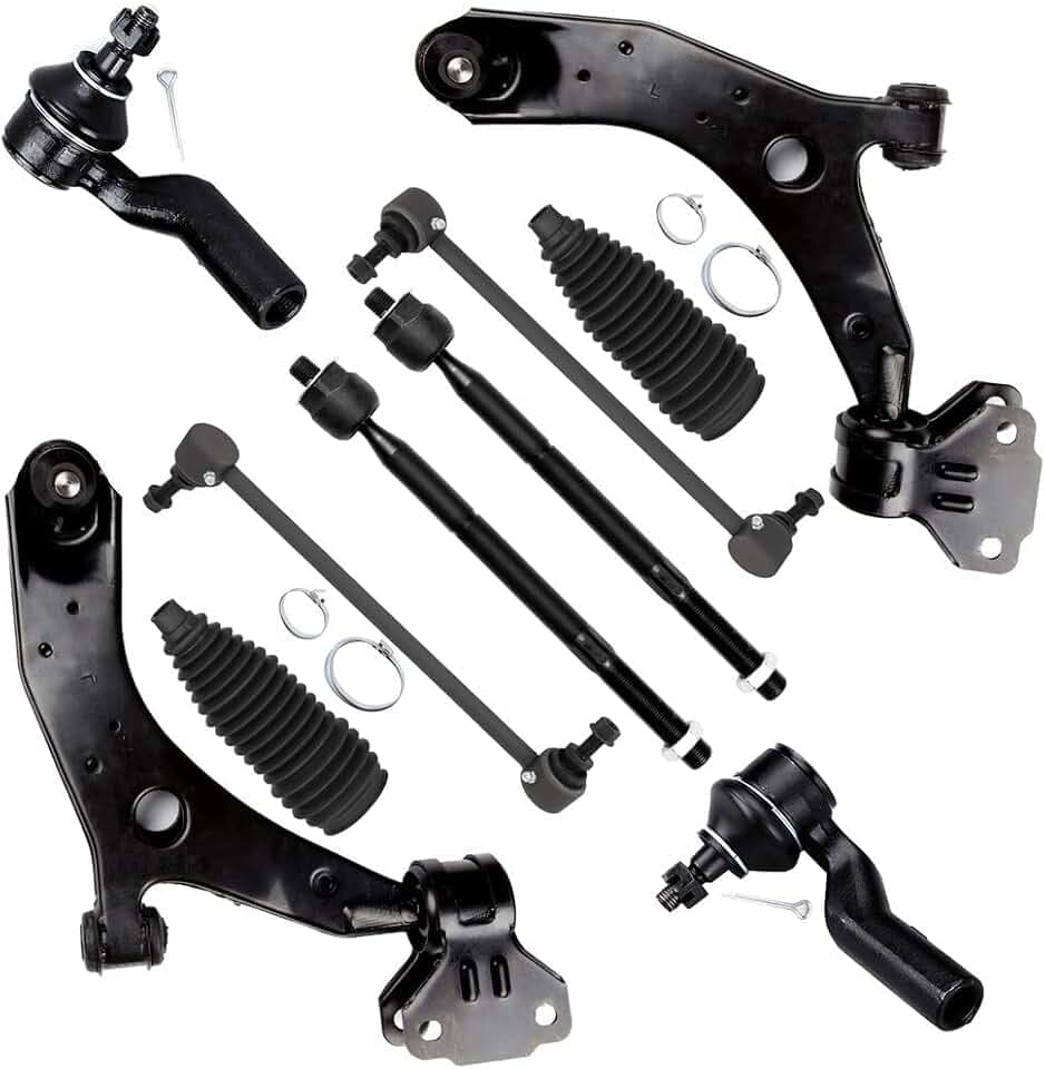 SCITOO 10pcs Front Suspension Kit Lower Control Arm And Ball Joint Outer Inner Tie Rod End w/Boot Sway Bar End Link Replacement for 2010-2013 for Mazda 3 2010-2013 for Mazda 3 Sport