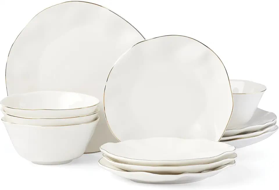 Lenox Blue Bay White Porcelain 12-Piece Dinnerware Set for 4