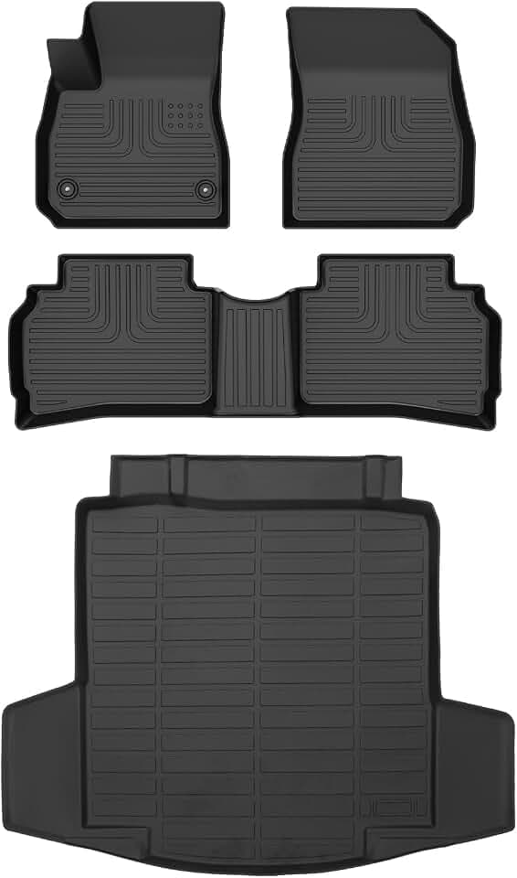 Floor Mats & Cargo Liner for Chevy Malibu 2016-2025 All Weather Automotive TPE Floor Liners Set Anti-Slip Waterproof Chevrolet Malibu Accessories (Car Mats+Trunk Mat)
