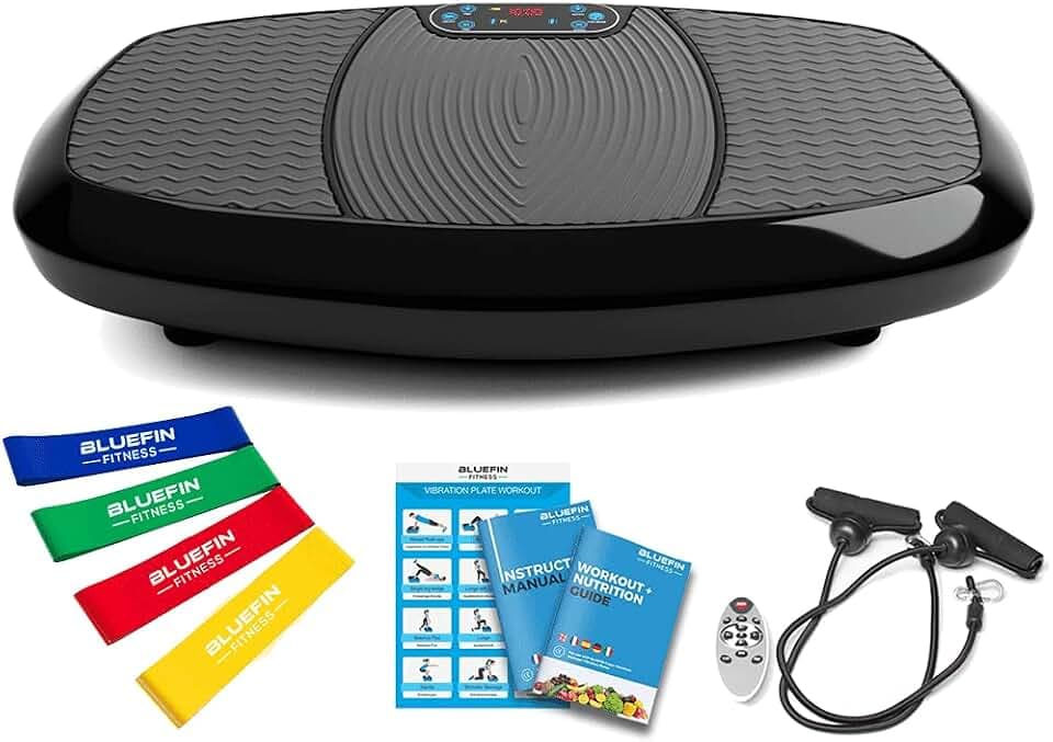 Bluefin Fitness Dual-Motor 3D Vibrationsplatte | Extra Große Anti-Rutsch-Oberfläche | Bluetooth Lautsprecher | Fett Abbauen und Body Shaping von Hause | UK Design, Schwarz