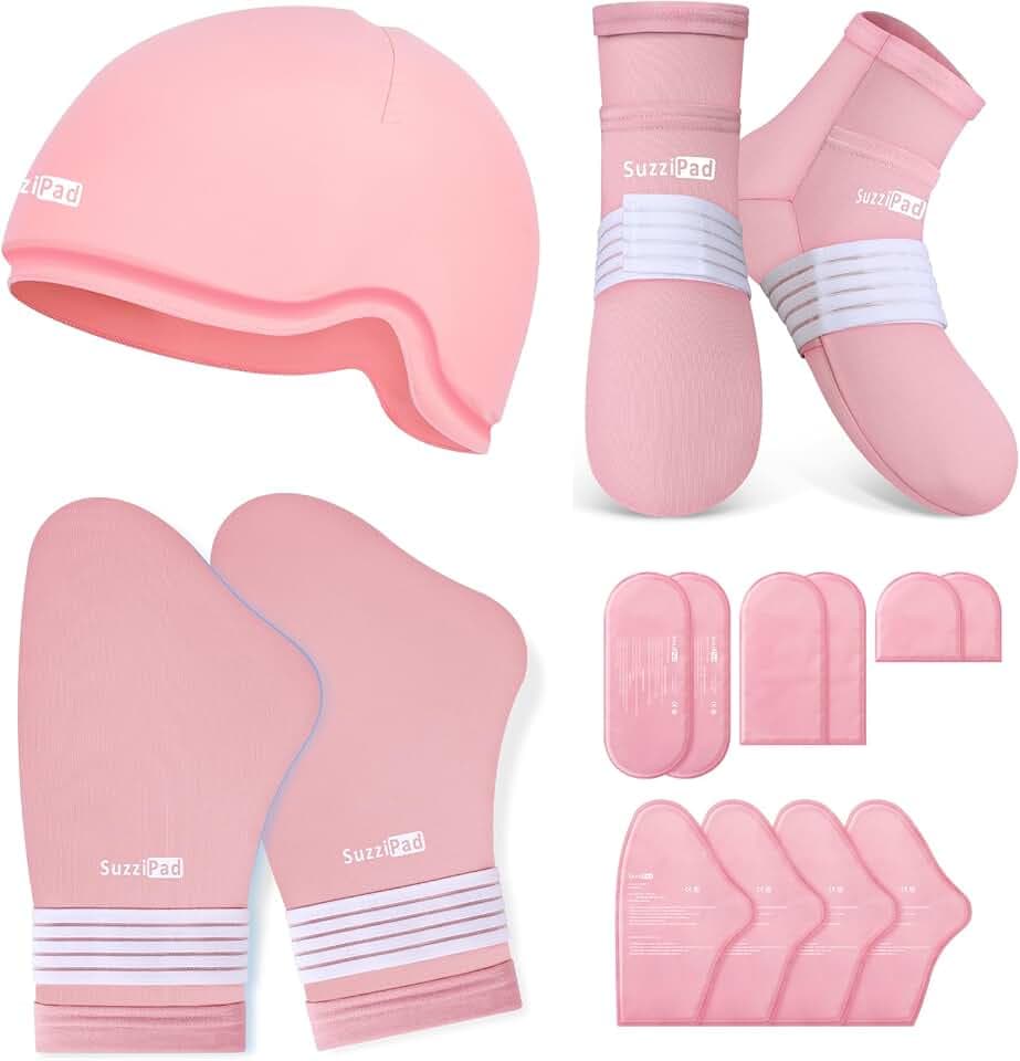 SuzziPad Chemo Care Package Cooling Gloves & Socks & Cold Cap, Pink, S