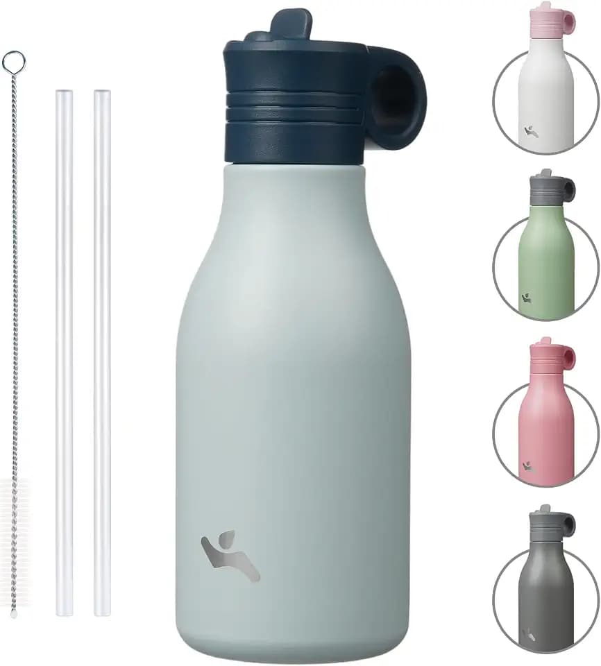 Konokyo 25oz Insulated Travel Water Bottle with Straw, Storm Blue