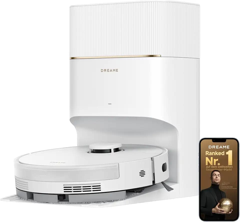 dreame D20 Pro Plus Saugroboter, 13.000 Pa Saugkraft, DuoBrush für Tierhaare, Eckenrein, Selbstentl, Hindernisverm. m. LDS-Navigation & Laser, saugt und wischt, Hartböden & Teppiche, 5.200 mAh Akku