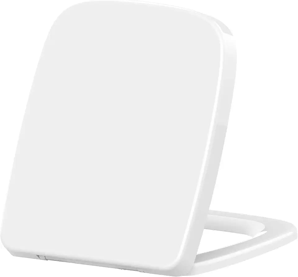 Grünblatt Premium WC Sitz 515215 Q-Form Duroplast Toilettendeckel Klobrille Absenkautomatik Toilettensitz abnehmbar zur Reinigung, passend zu Keramag Renova Nr. 1 Plan eckig