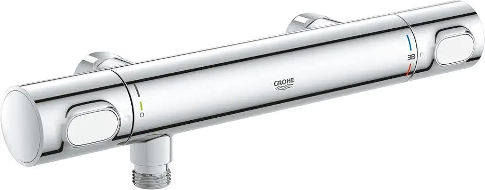 GROHE Precision Flow, Duscharmatur ohne S-Anschlüsse, wassersparend (Thermostat hält Temperatur konstant, Verbrühschutz bei 38°C, Mischbatterie mit Wasserspartaste für die Dusche), chrom, 34799000