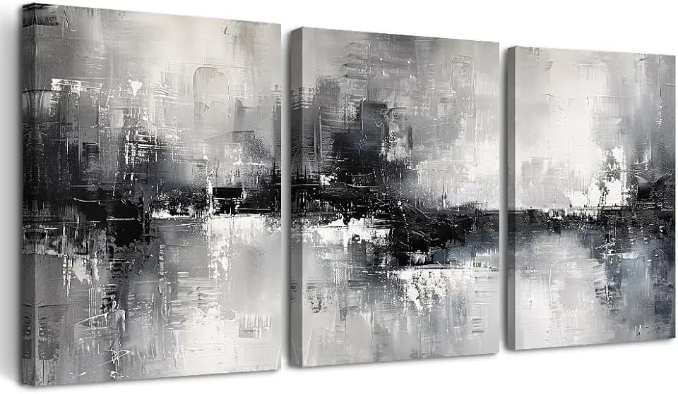 DZRWUBHS Black and White Wall Painting for Living Room - Canvas Art Decor for Bedroom - Inspirational Abstract Pictures - Modern Office Minimalist Home Artwork - Ready to Hang Set of 3