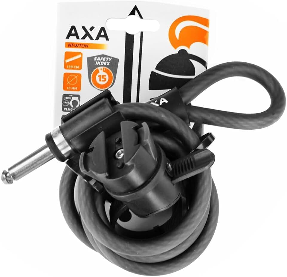 AXA Newton 150 Einsteckkabel – Länge 150 cm – Plug-In Kabel für AXA Rahmenschlösser – Kabelschloss für Fahrräder
