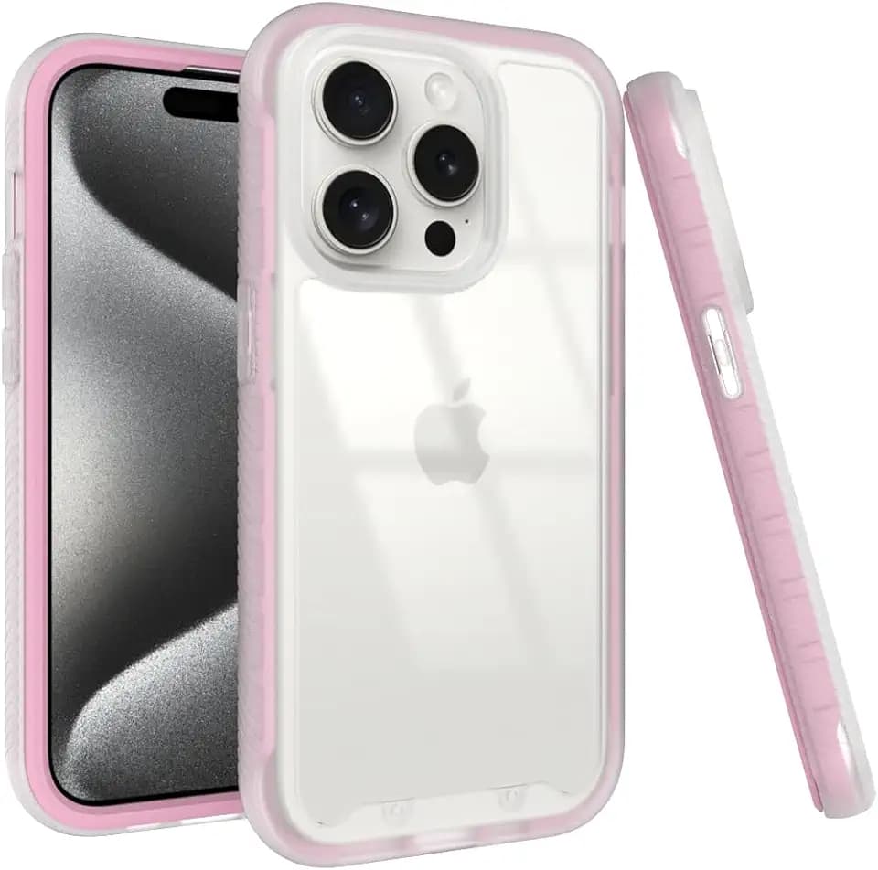 Puxicu Acrylic 2 in 1 for iPhone 16 Pro Max Case，Anti-Yellowing, Military-Grade Protection, Drop Shockproof Slim Phone Cover for iPhone 16 Pro Max 6.9", Light Pink