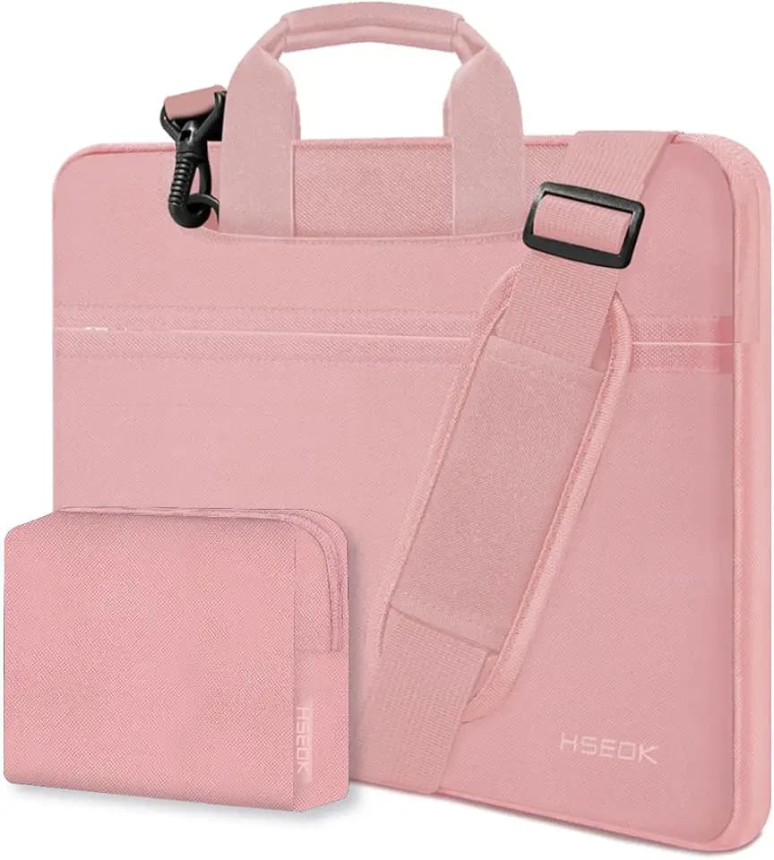 Hseok Laptop Shoulder Bag 13-14 inch with Small Case,Pink