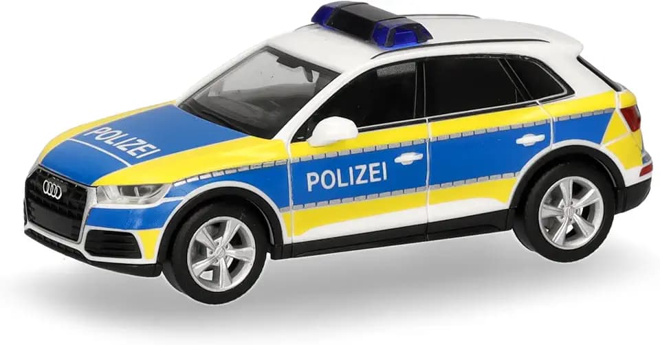Herpa Modellauto Audi Q5 Autobahn Polizei Niedersachsen, Miniatur im Maßstab 1:87, Sammlerstück, Made in Germany, Modell aus Kunststoff, Blau