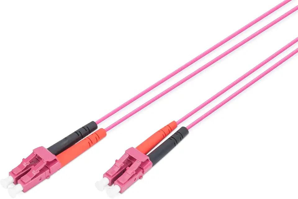 DIGITUS Glasfaserkabel OM4 – 1 m – LC zu LC – Duplex LWL Kabel