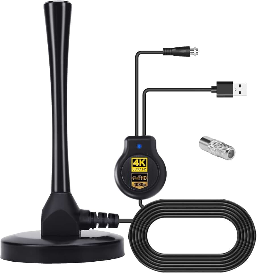 [2023 Neue] Interne TV-Antenne, verstärkte digitale HDTV-Antenne mit Signalverstärker Support 4K HD VHF UHF FM für DTT DVB-T/DVB-T 2 für digitales TV