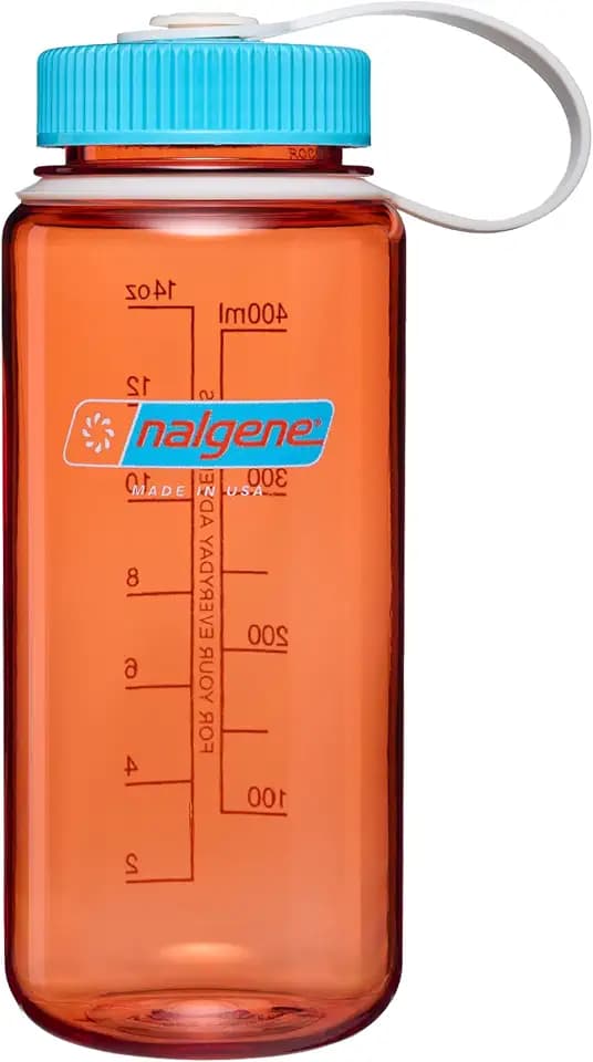 Nalgene 16 oz Wide Mouth Water Bottle, Thrill & Motion, Flame w/Blue Atoll