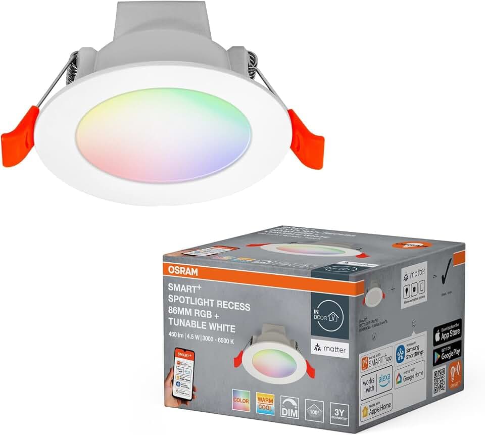 Osram SMART+ Matter Recess LED Downlight 86mm RGB+TW Weiß