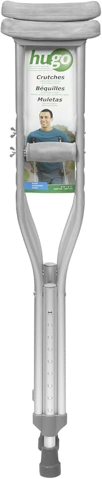 Hugo Mobility Adjustable Crutches for Walking, Tall Adult Walking Crutches, Comfortable Lightweight Crutches with Underarm Pad and Hand Grip