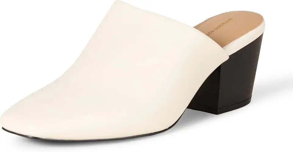 Amazon Essentials Women's Square Toe Slip On Heeled Mules, Backless, Non Slip