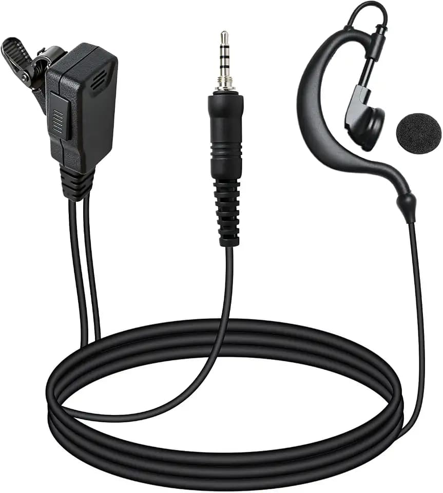 G-Shape Ear Hook Earpiece with in-Line PTT Mic - Compatible with Motorola EVX-S24, Yaesu VX-6R, FT-270R, Standard Horizon HX320, HX210, HX40, HX890 - Replacement for MH-89A4B