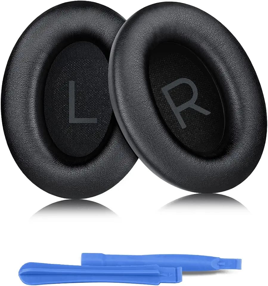 ELZO Ohrpolster für Bose QuietComfort 45 (QC45), Premium Ersatzpolster für QuietComfort SE (QC SE)/New Quiet Comfort Wireless Over-Ear Kopfhörern, Ersatzpolster mit weicherem Protein-Leder, Schwarz