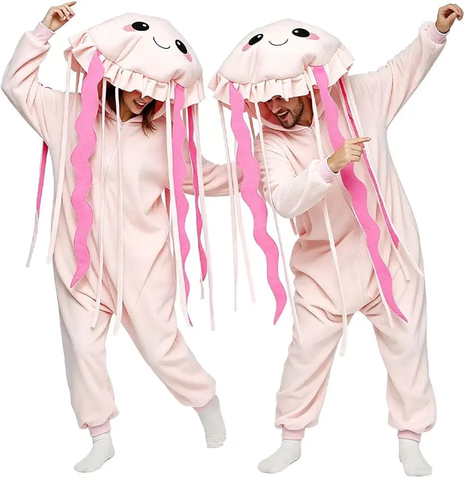 ABPTBAZ Adult Jellyfish Onesie Pajamas Animal Cosplay Costume Sleepwear Halloween Homewear for Women Men