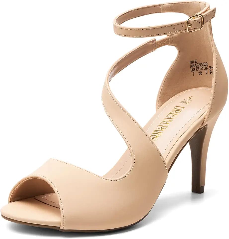 DREAM PAIRS Women's Open Toe Stiletto Elegant Sandals