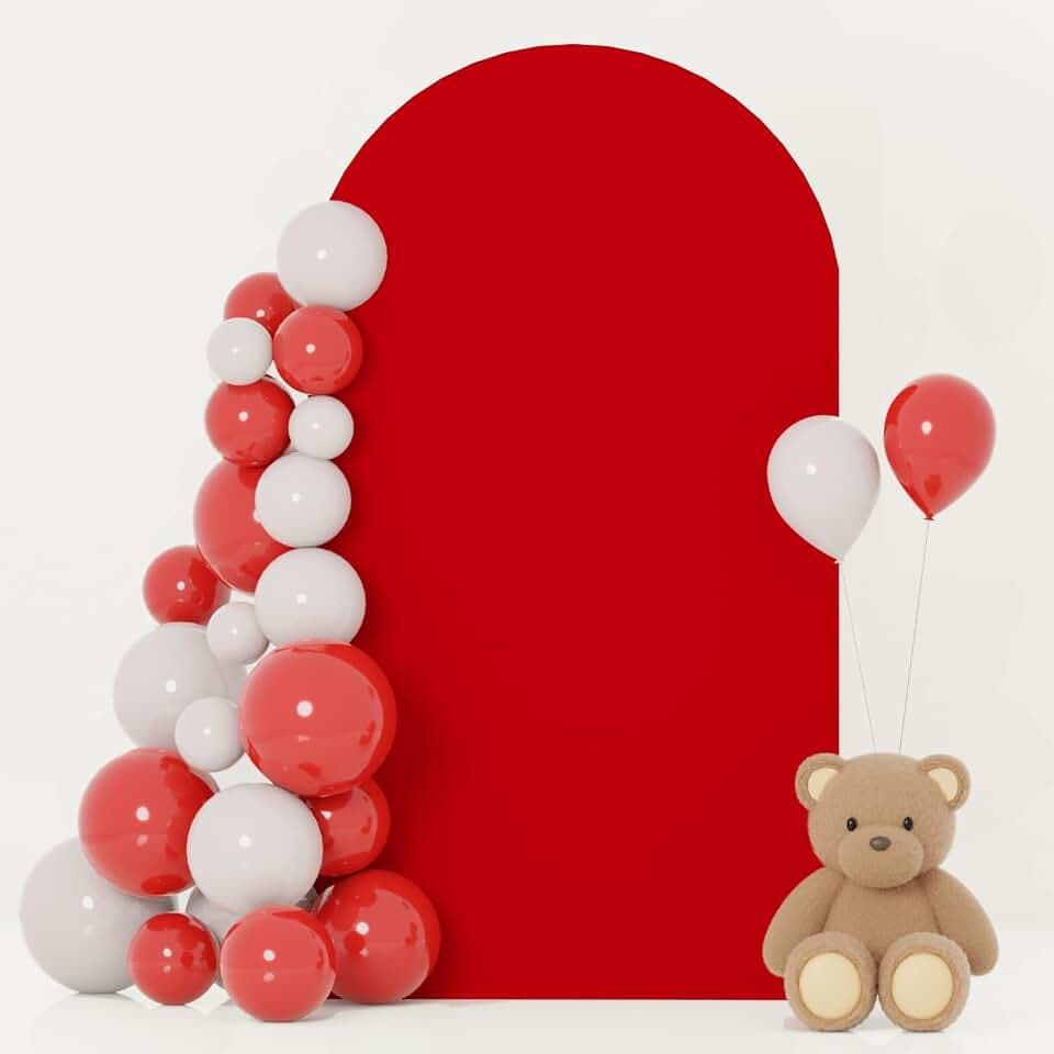 FOTSHARER Red Arch Cover Backdrop Fabric 6FT Balloon Arch Backdrop Cover for Themed Party 2 Sided Boho Arch Cover Spandex Arched Cover Backdrop Personalized Arch Stand Cover for Holiday Banquet Decor