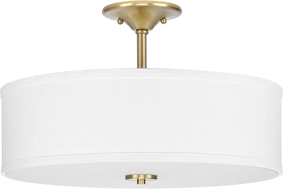Progress Lighting Inspire 18" 3-Light Semi-Flush Mount Light, Satin Brass