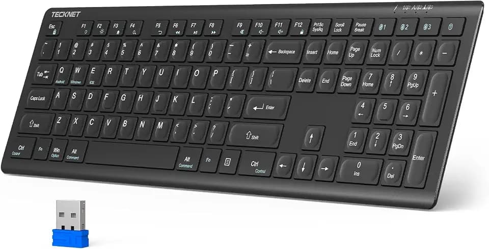 TECKNET Bluetooth Keyboard Rechargeable Ultra-Slim Full Size