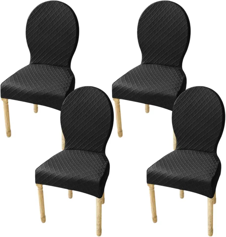 Round Back Dining Chair Cover Set of 2/4/6 Stretch Chair Cover for Dining Room Kitchen Elastic Fitting Dining Chair Covers Solid Color Dining Chairs Slipcovers Chair Protector Cover for Hotel