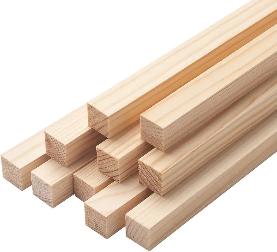 Square Wooden Dowel Rods, 10 PCS 5/8" x 15" Square Wood Dowels Wooden Sticks for Crafting, Unfinished Hardwood Pieces Wooden Strips for Woodworking, Crafts, Arts and DIYers, Home Decor, Model Making