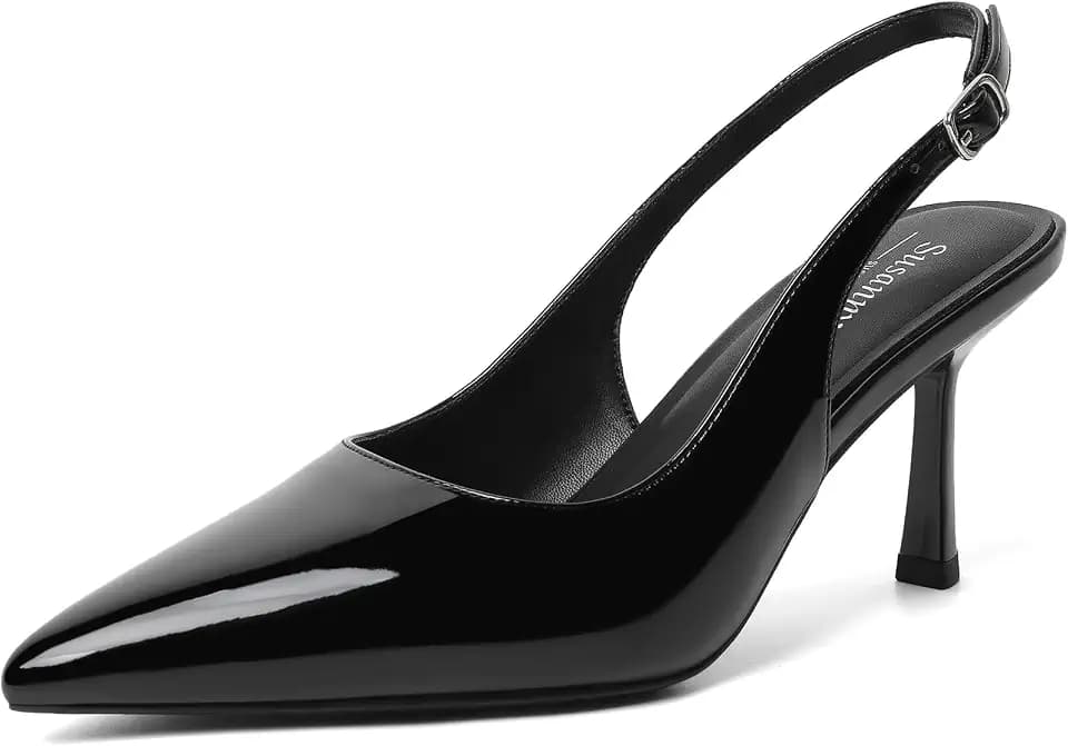 Susanny Women's Heels Closed Pointed Toe Strappy Stiletto Pump Dressy Shoes