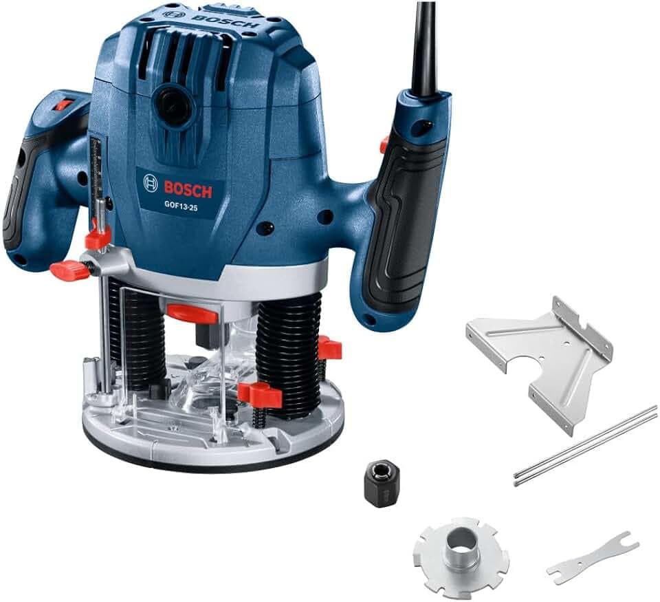 BOSCH GOF13-25 1-3/4 HP Mid-Size Plunge Router - 11,000 to 28,000 RPM, Ergonomic Design, With Detachable Parallel Guide