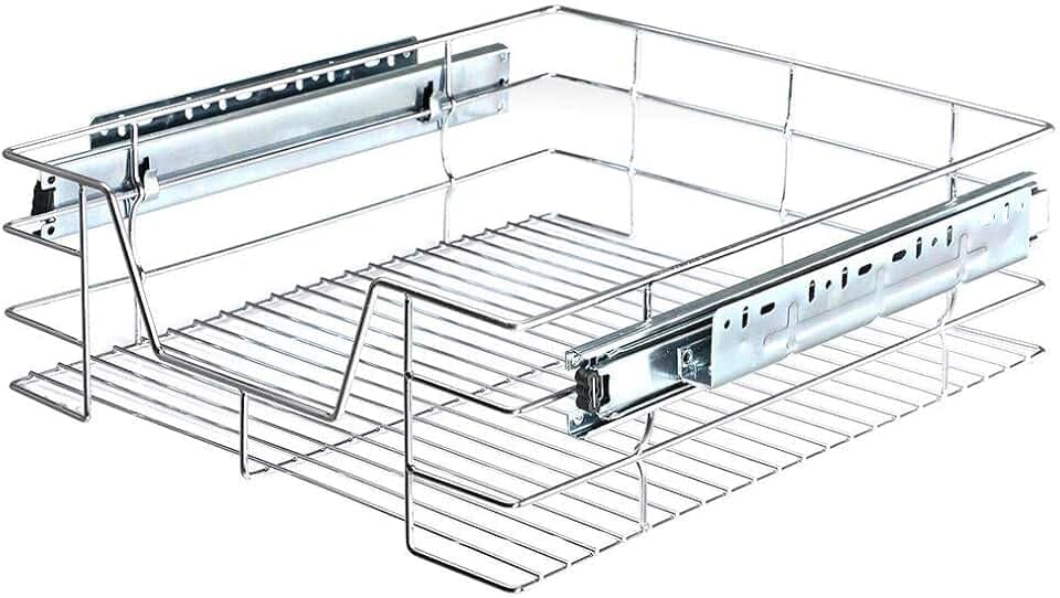 BAKAJI Teleskop-Schublade, Küchenmöbel, ausziehbar, platzsparend, mit Schiene aus Edelstahl (40 cm)