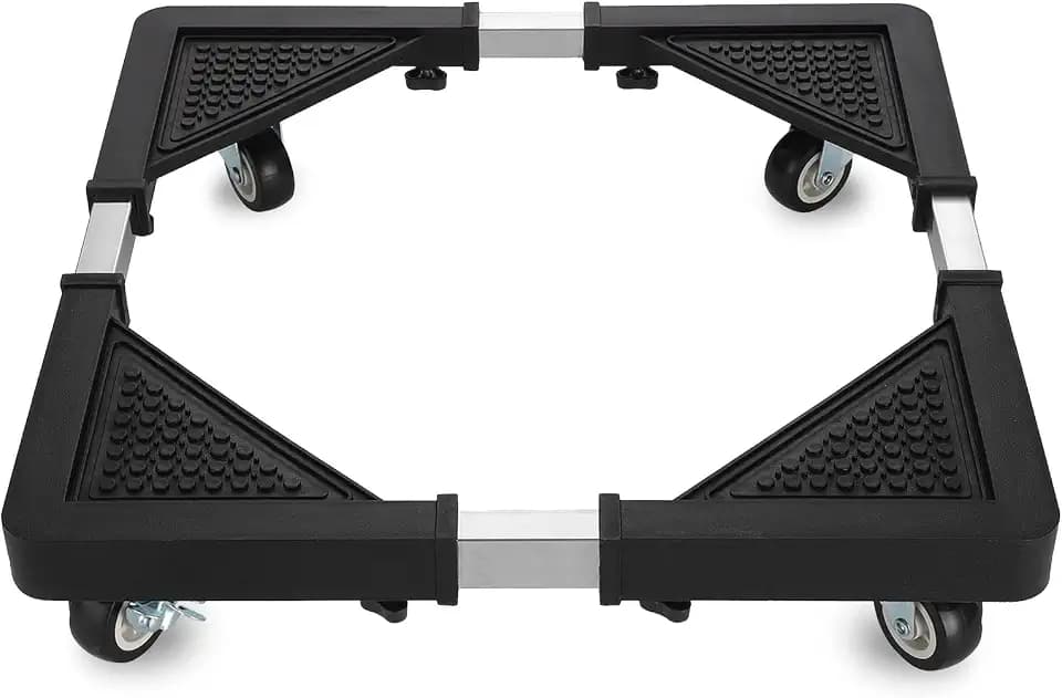 Mini Fridge Stand with 4 Locking Wheels 17.7"-25.6" Adjustable Dolly Washing Machine Stand Base，for Furniture Portable Refrigerator Dryer Stand（Black）