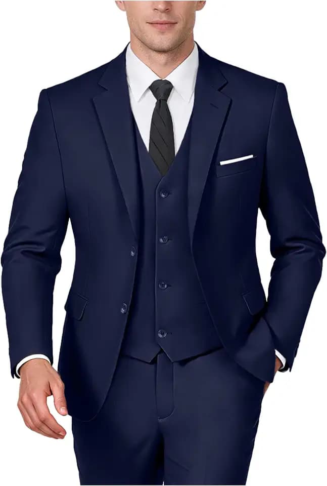 Men's 3 Piece Slim Fit Suit Solid Suit Jacket Vest Pants Tuxedo Set