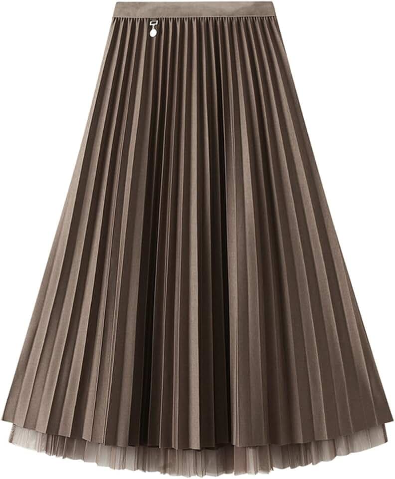 Damen Reversible Tüllrock Midi A-Linie Elastisch Hohe Taille Elegant Faltenrock Ballett Abschlussball Party Rock mit Ornament für Damen Mädchen
