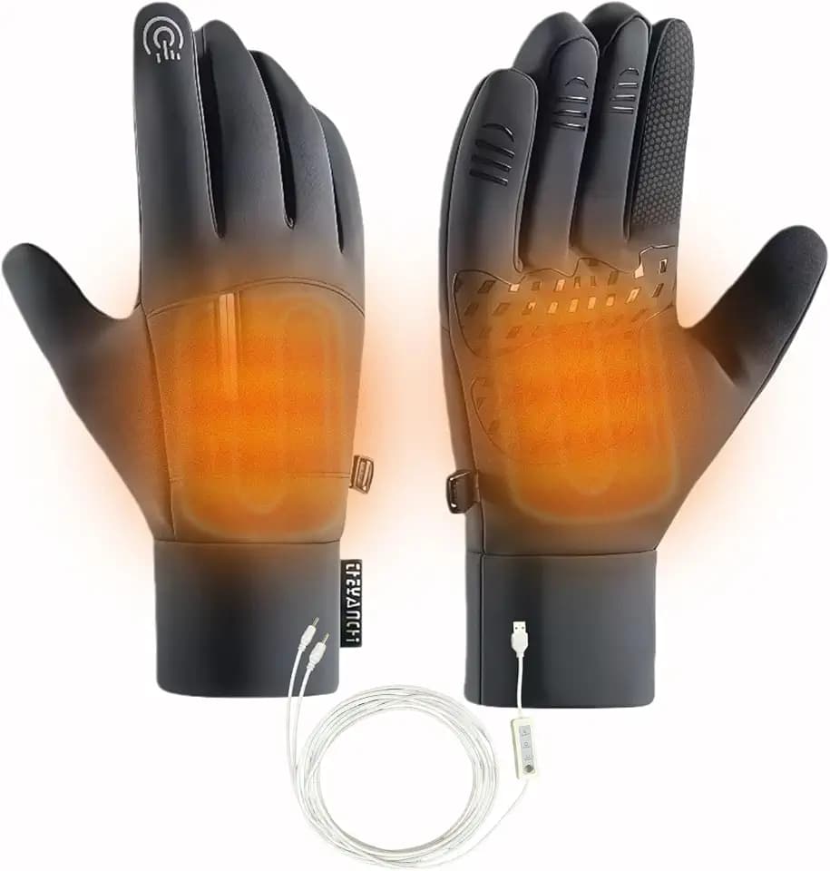 USB Heated Gloves for Men Women, Waterproof Touchscreen Winter Sports Gloves with Zipper Pocketfor Skiing, Snowboarding, Cycling, No Battery