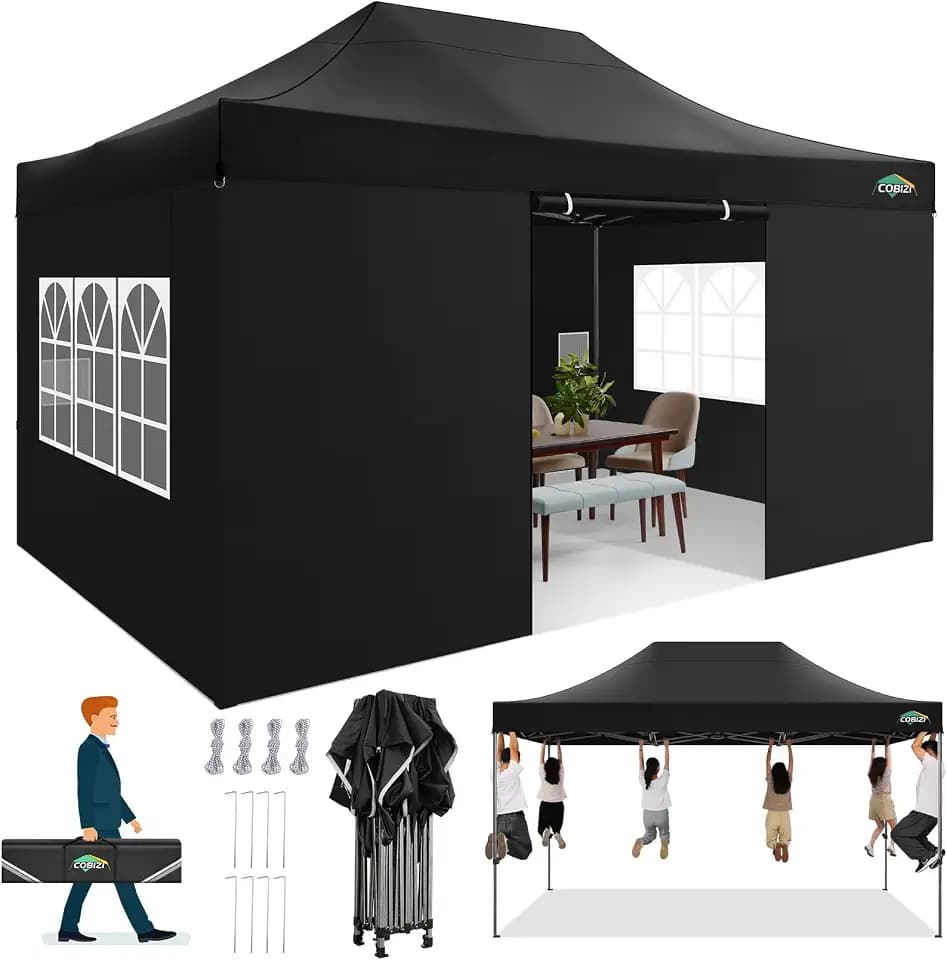 COBIZI Pavillon 3x4,5 Wasserdicht Stabil Winterfest mit Seitenwänden
