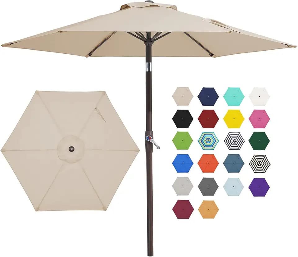 JEAREY 7.5 ft Outdoor Patio Umbrella, Table Umbrella, Beige
