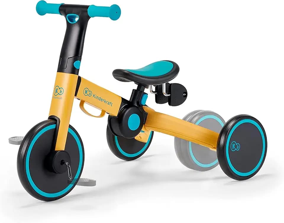 Kinderkraft Dreirad 3in1 4TRIKE, Leicht Rutscher, Laufrad, Zusammenklappbar, ergonomische Sattel, ab 12 Monat bis 5 Jahre