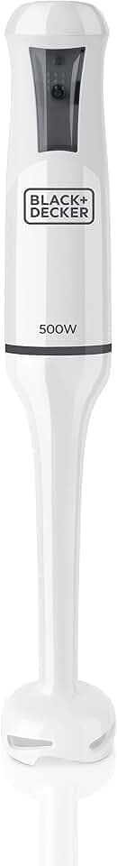 BLACK+DECKER Stabmixer | BXHB500E | 500W | Kompaktes und ergonomisches Design | spritzwassergeschützt | Inkl. Messbecher | Kunststoff | Weiß