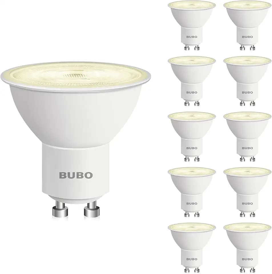 BUBO GU10 LED Bulb 6W Equivalent 50W, 2700K Soft White 650 Lumens, Non-Dimmable GU10 Bulb Replacement for Track Lighting, MR16 LED Bulb for Kitchen, Range Hood, Living Room, Bedroom, 10 Pack