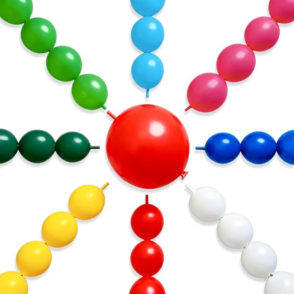 PartyWoo Rainbow Linking Balloons 100pcs 6 Inch Multicolor Link Balloons