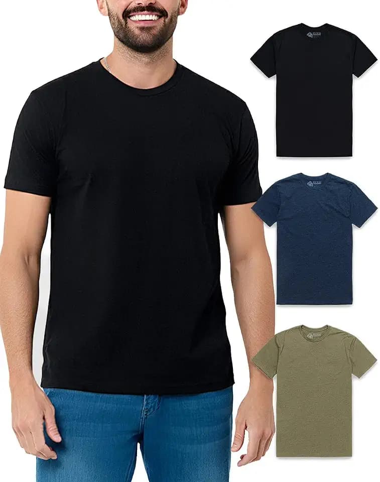 Mens T Shirts Soft Cotton Crew Neck Athletic Fit Casual Tees S-4XL