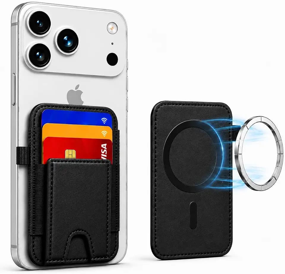 for MagSafe Wallet 5 Card Holder with RFID Blocking, Compatible Magnetic Card Holder for iPhone 17/16/15/14/13/12 Pro Max Plus Air Series with 2 Card Slots - (Black)