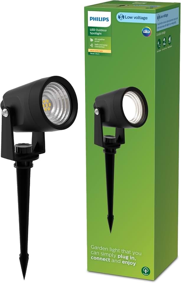 Philips Reuel Outdoor GardenLink Niedervolt-Spot, 24 V, 2700 K warmweißes Licht, 180 lm, Schwarz, Erweiterung, 1er Pack
