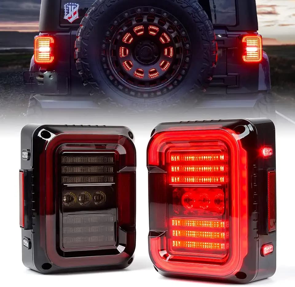 Xprite C-Shape LED Tail Lights Compatible with 2007-2018 Jeep Wrangler, SMK