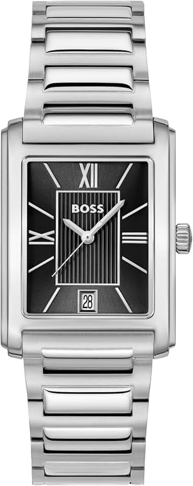 BOSS Men's Principle Dress Watch, Stainless Steel Bracelet 3B Modern, Stylish Timepiece - Gift for Him 28mm