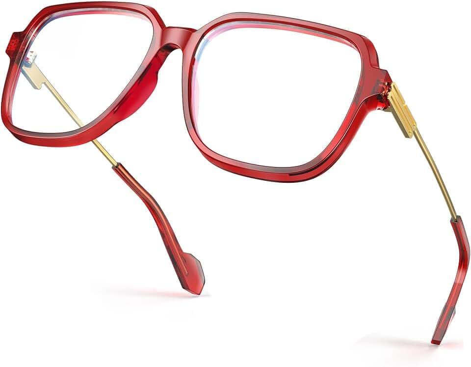 VISOONE Oversized Blue Light Blocking Glasses with Metal Temple Ryan