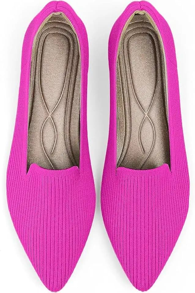 TINGRISE Women's Flats Shoes Pointed Toe Knit Washable Ballet Comfortable Dressy Work Flat
