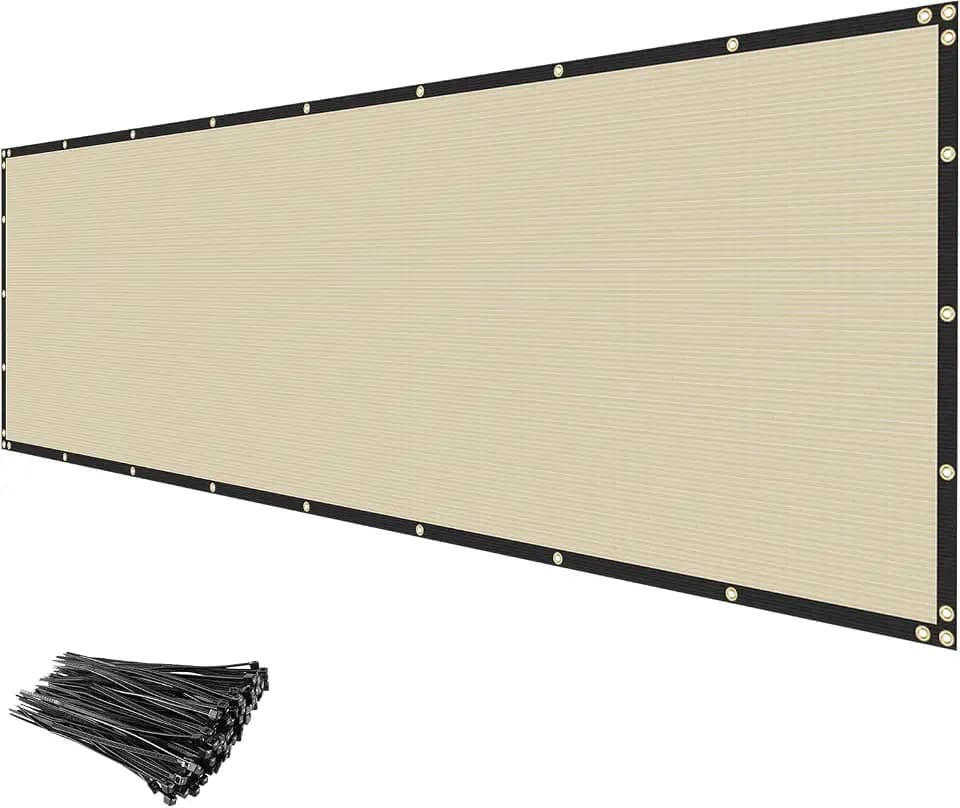 Privacy Fence Screen 5' x 20' Fencing Cover Heavy Duty Mesh Windscreen Cloth for Outdoor Garden Patio Backyard Chain Link Fence Beige